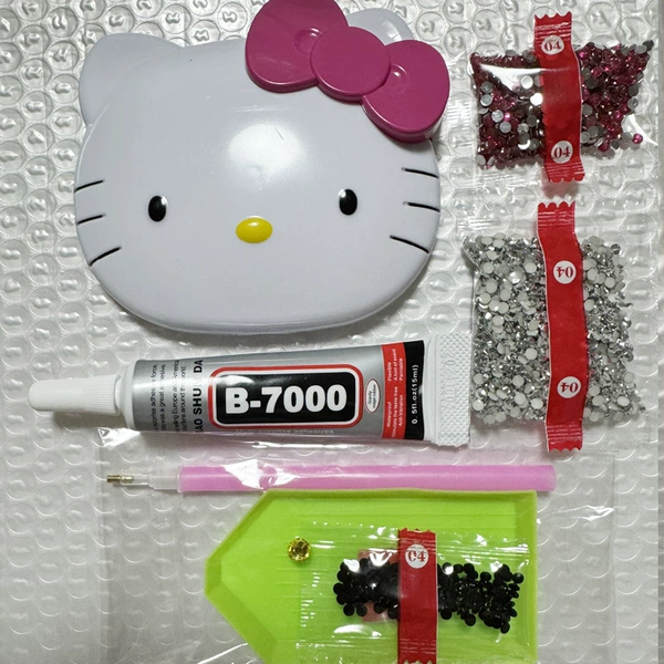 White mirror with bow, handheld materials set, DIY