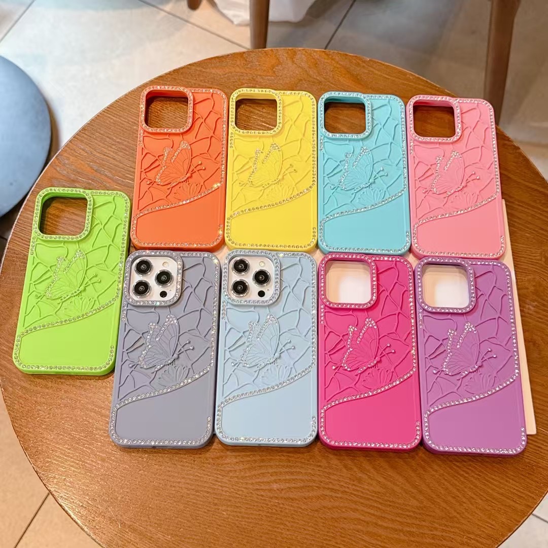电镀蝴蝶镜面点钻手机壳适用手机壳17苹果16promax软新款高级感13