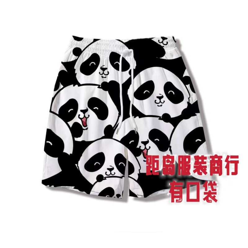 Cartoon Printed Shorts Men's Summer Loose Home Five-Point Pajama Pants Casual Pants Couple Seaside Vacation Beach Pants