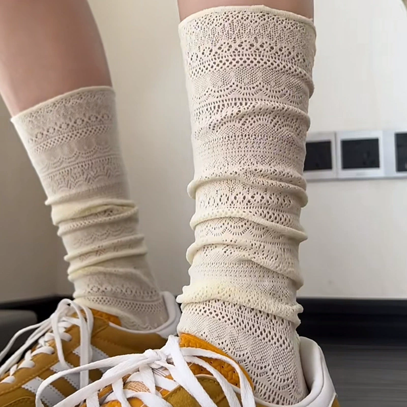 Lace summer thin Japanese cute socks, Korean style, mid-length