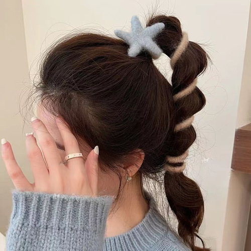 Cozy winter and autumn furry straight-line braided phone cord hair accessories for women, stretchy and durable, hair-friendly, popular braiding magic tool