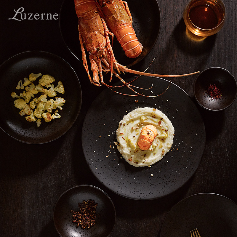 Transfronterizo LZ Lucang cerámica japonesa punto de congelación marrón retro color sólido exquisito platos de mesa caseros platos de sopa