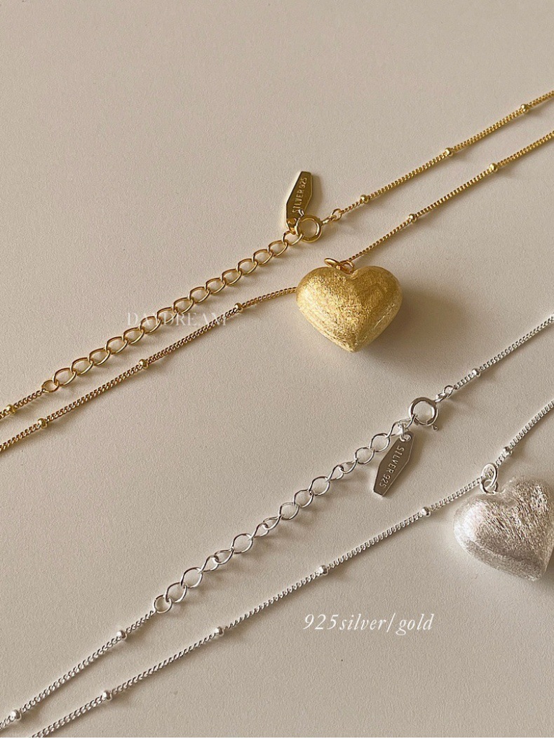 Plata De Ley 925 Cadena En Forma De O Enchapado Forma De Corazón Collar Colgante display picture 1