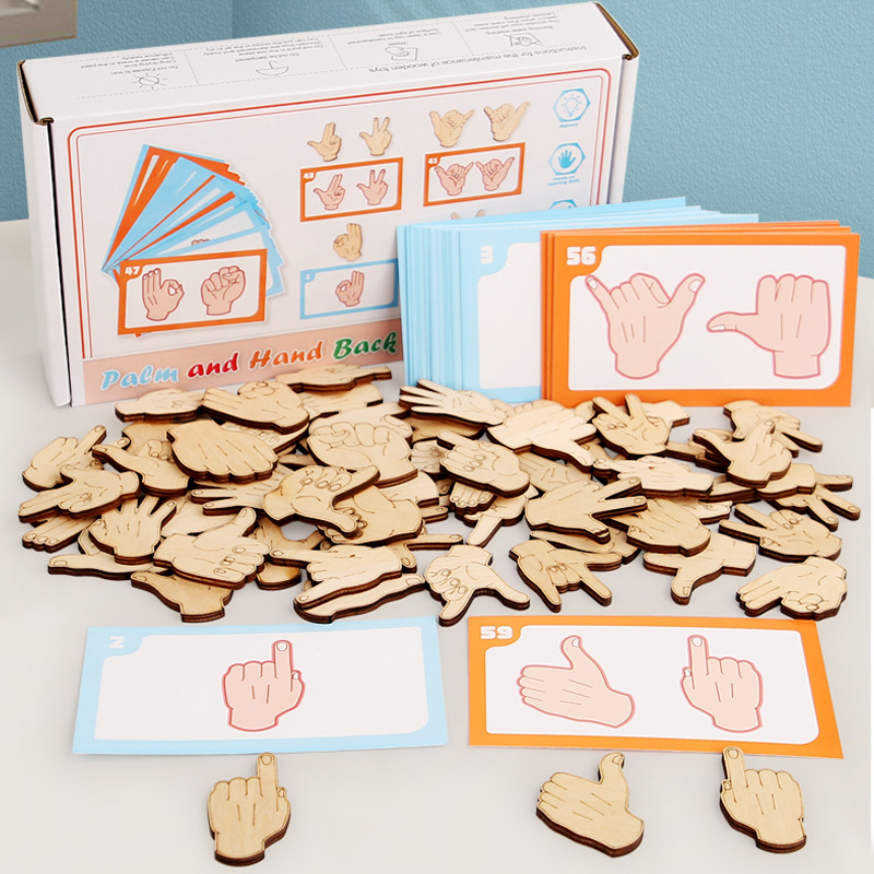 Kindergarten Montessori Puzzle Puzzle de gestos de emparejamiento Juguetes de material didáctico Bloques de escritorio para niños transfronterizos Puzzle de emparejamiento