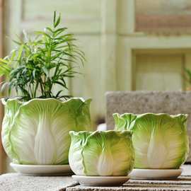 花盆陶瓷大号带托盘简约绿萝阳台吊兰创意个性多肉小花盆