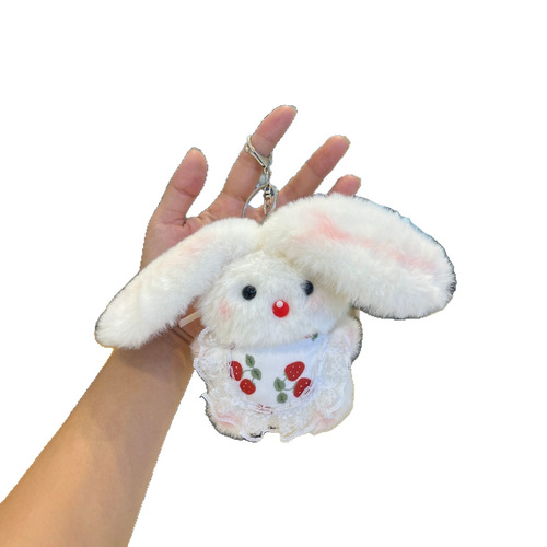 Squeaky handmade rabbit plush toy cute little bunny fuzzy keychain ornament hug toy DIY cartoon hanging decoration
