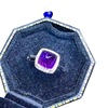 Organic crystal with amethyst, ring, stone inlay, jewelry, accessory, nail decoration, silver 925 sample, suitable for import