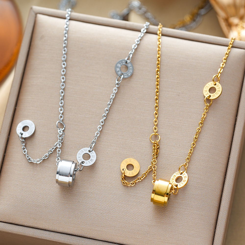 Cross-border Hot Sale Elegant and Personalized Women's Pure Titanium Steel Necklace with Electrolysis 18K Gold Clavicle Chain Necklace Jewelry Fadeless