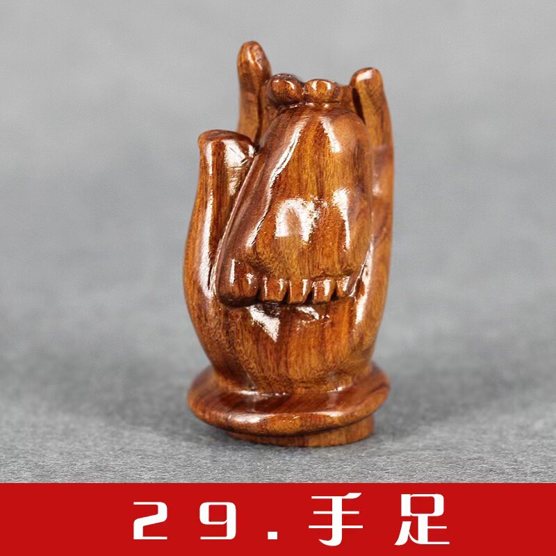 ミャンマーの花梨の白酸の枝の赤い貴重な宝の手の件の12生肖は件の木の彫刻の観光地区を飾って熱売します。|undefined