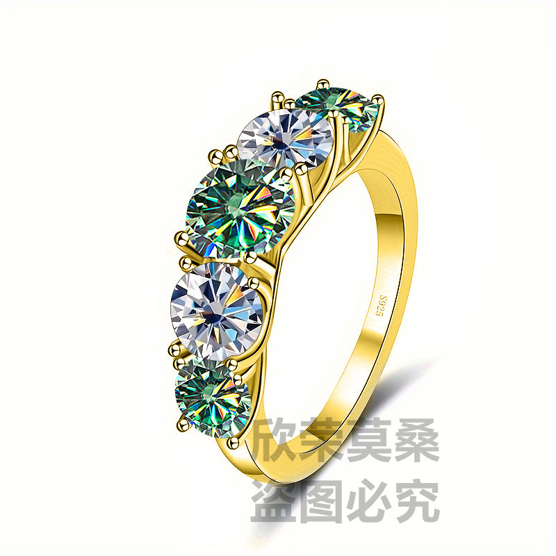 S925 plata D auténtico anillo de diamante de cinco estrellas de diamante anillo de diamante de mujer anillo de diamante de diamante de diamante al por mayor