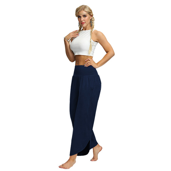 loose wide-leg straight high waist solid color trousers NSMDF131120