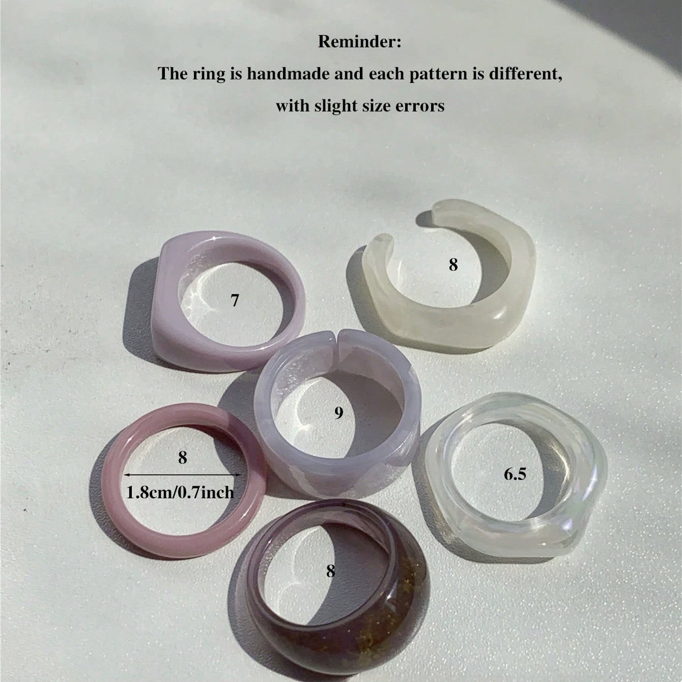 Кольцо (Korea ACC) Acrylic One-Size Chunky Ring для указательного пальца, цветной мраморный узор
