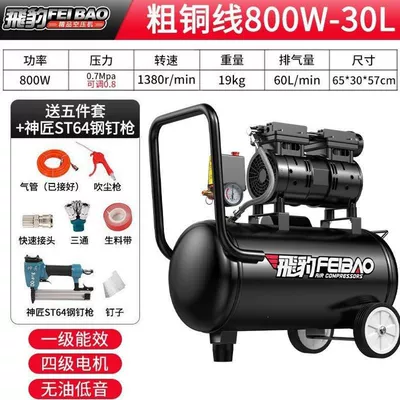 Hava kompressorları — silent, 220V, woodworking, painting - yingxiao-all-copper-motor-800w-30l-comes-with-a-free-nail-gun