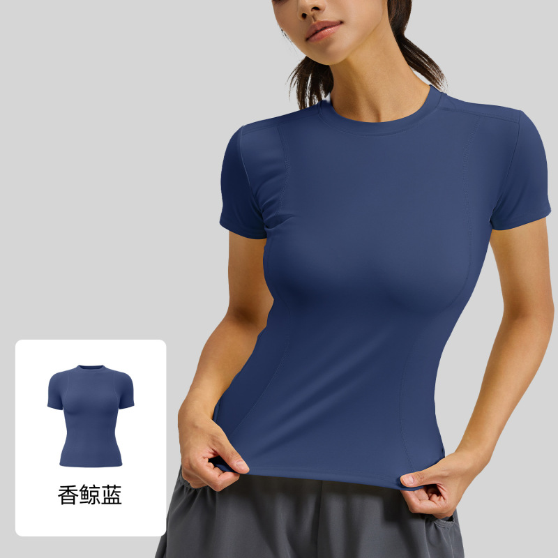 春夏修身運動半袖tシャツヨガ服上着女性フィットネスガードルランニングヨガ半袖|undefined