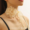 Retro beige choker, accessory, Chanel style, flowered