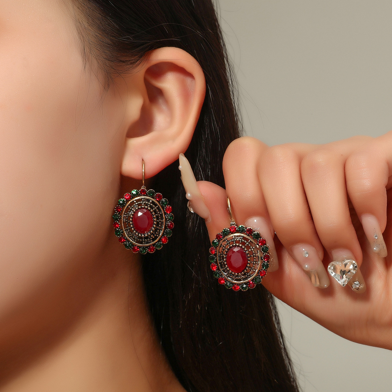 retro earrings bohemian ethnic style earrings inlaid diamond earringspicture5