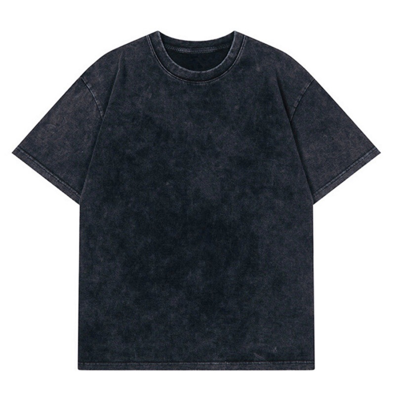 Pod Factory 230g Washed Vintage Pure Cotton T-Shirt American Retro Snowflake Style Cross-Border Hot-Selling Trendy Versatile T-Shirt