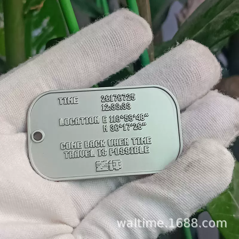 锌合金军牌项链 男潮嘻哈狗牌 美军士兵铭牌吊坠凹凸文字吊牌