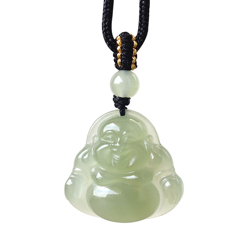 새로운 중국 QINGSHUI 높은 얼음 자연 HERTIAN JADE BUDDHA 목걸이 HETIAN JADE PENDANT TRUE JADE MAITREYA BUDDHA 도매