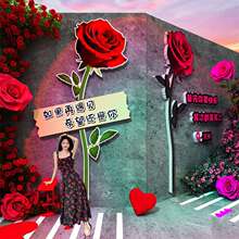 七夕网红打卡氛围布置玫瑰花店形象墙面装饰室外背景2025小院露营