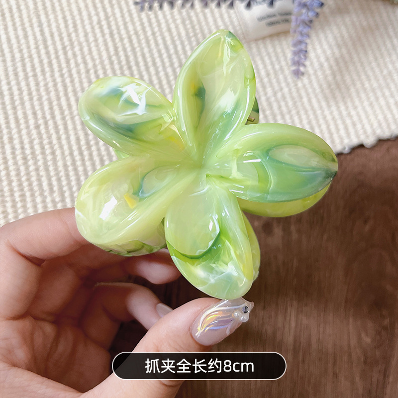 韩式大理石纹鸡蛋花抓夹8cm紫荆花后脑勺盘发夹鲨鱼夹发卡头饰女|undefined