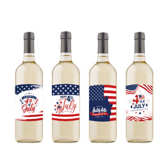 Cross-border new product USA theme party decoration waterproof bottle sticker US Independence Day party supplies red wine bottle labels