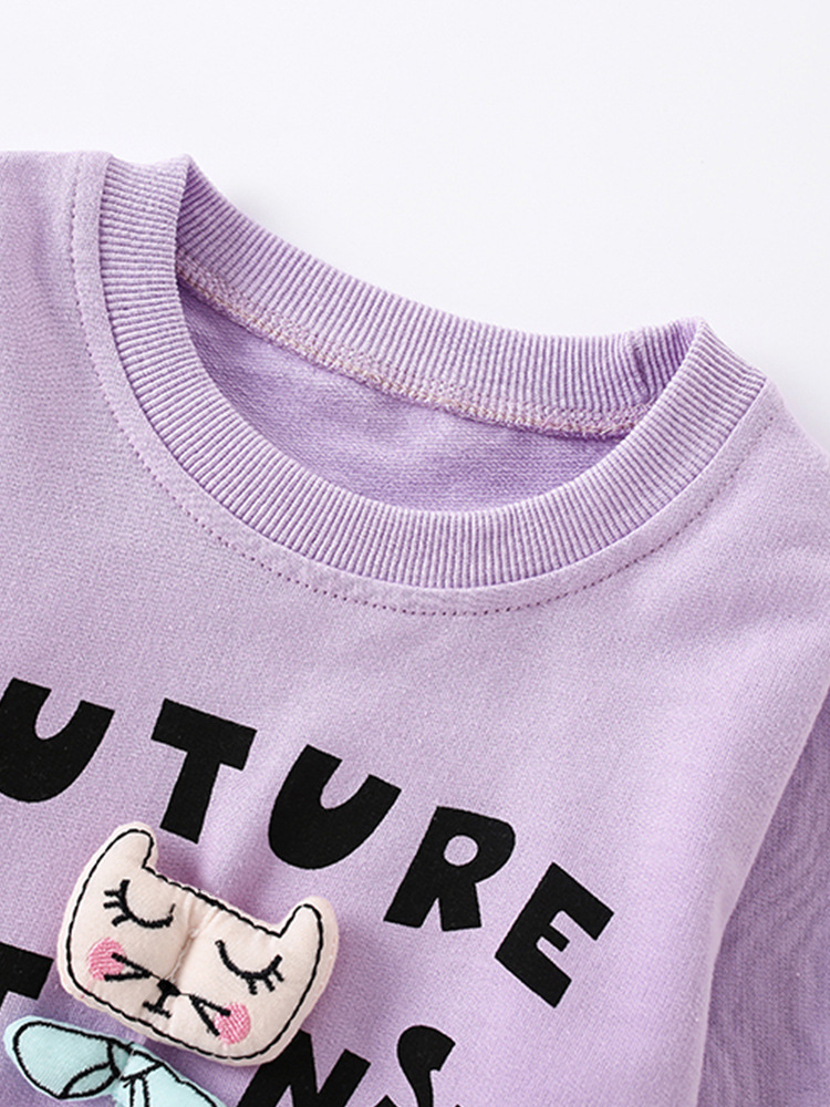 Sudadera de niña malwee transfronteriza otoño e invierno nuevo estilo cuello redondo re-top de otoño de niña de estilo occidental para niños pequeños y medianos europeos y americanos