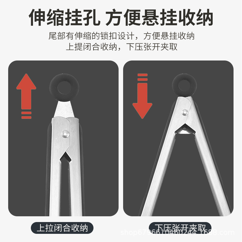 Clip de comida clip de barbacoa de acero inoxidable clip de comida buffet clip de pan de cocina anti-escaldado clip de carne de barbacoa de hotel