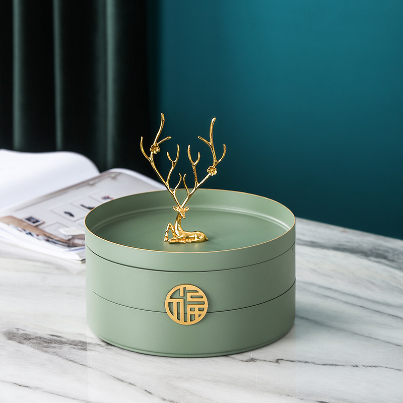 Hogar sala de estar Luz de lujo doble capa compartimiento giratorio fruta seca snack fruta placa té Mesa creativa boda dulces caja de almacenamiento