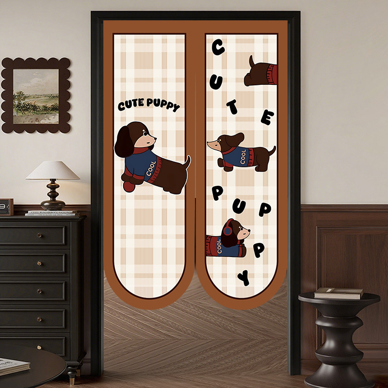 Retro Dog Door Curtain Partition Curtain Kitchen Bathroom Master Bedroom Room Household Dust-Proof Half Curtain Cover-Up Cloth