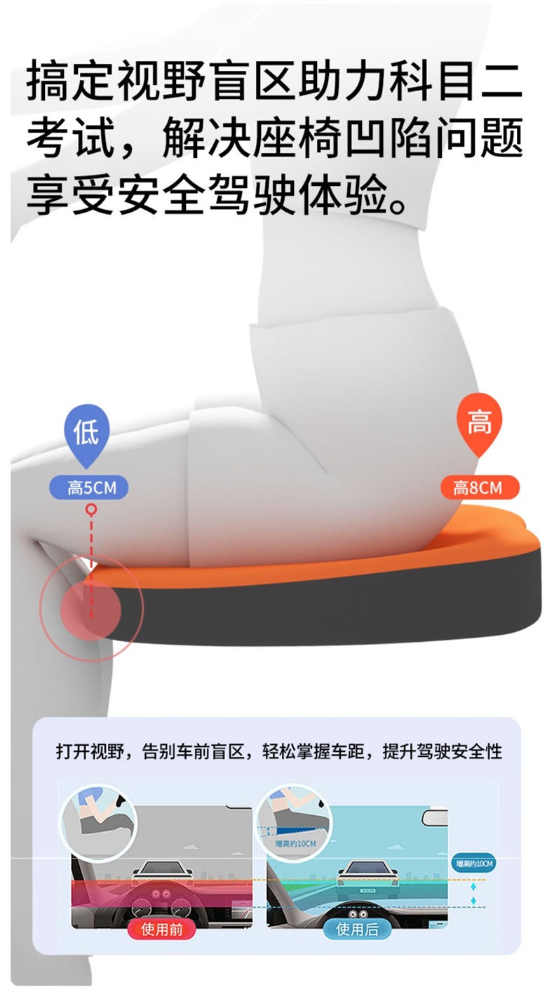 Car seat cushion with integrated lumbar support, a magical lumbar support tool for driving, driver's seat lumbar cushion for long-term sitting, seat lumbar pillow and support