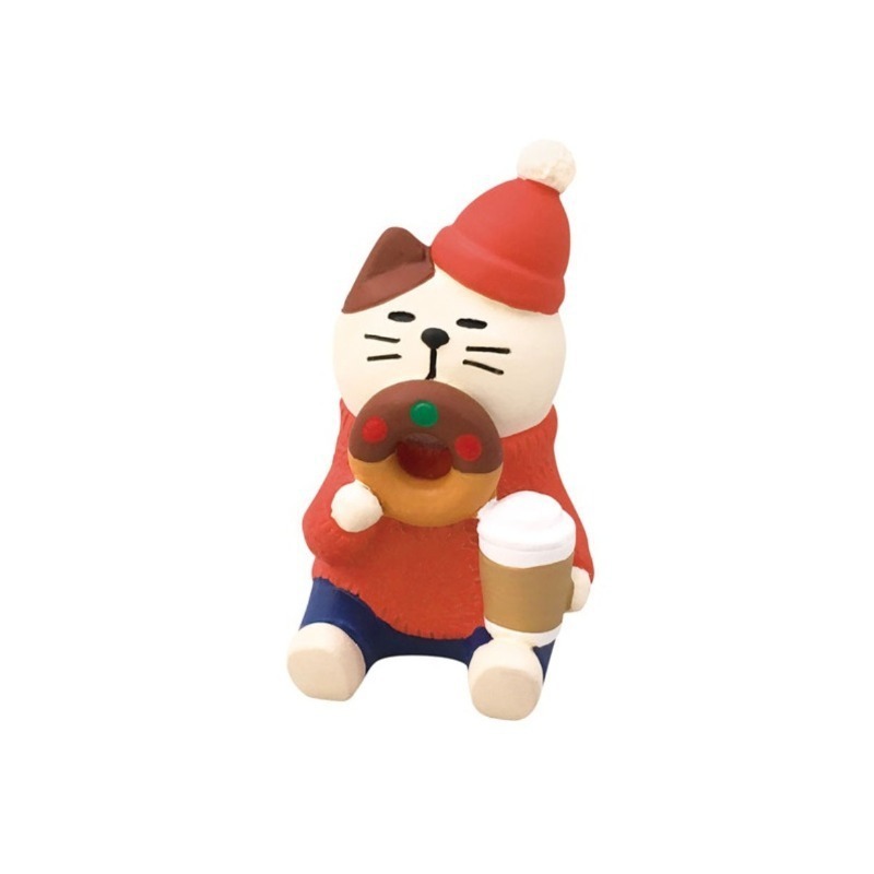 도넛을 먹는 크리스마스 고양이