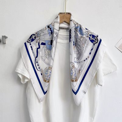 Decoración de verano bufandas de seda para viajeros bufandas profesionales 70x70 pequeñas bufandas cuadradas accesorios de mujer ataduras de cabello seda simulada