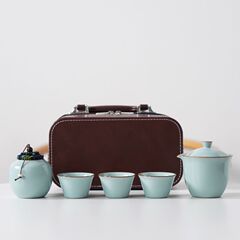 トラベルティーセット小型セットポータブルクイックカップ1ポット3カップカンフー屋外セラミックティーポットギフト