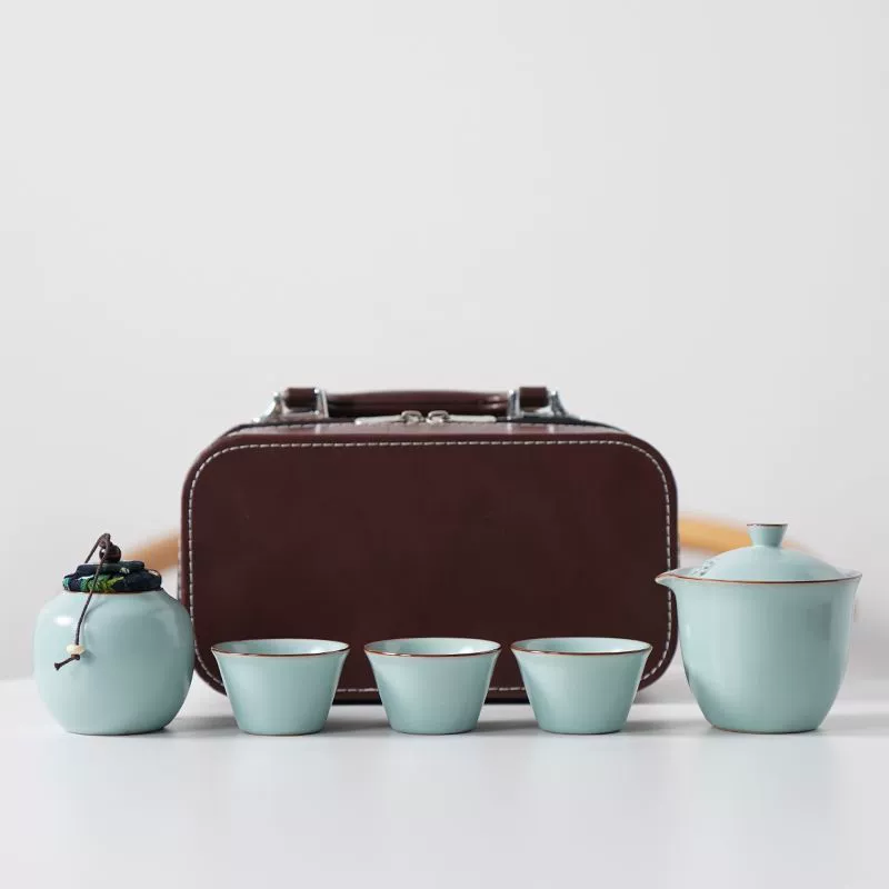 Дорожный чайный набор, небольшой набор, портативная быстрая чашка, одна кастрюля, три чашки, керамический чайник для кунг-фу на открытом воздухе, подарок