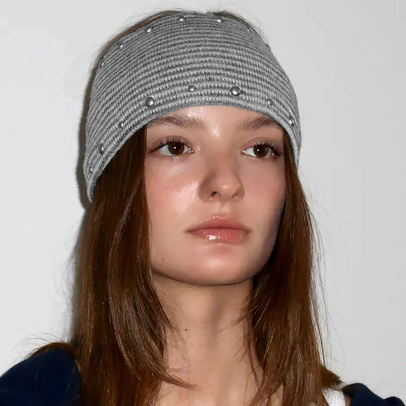 Korean and Japanese Bloggers' Fashionable Rivet Knit Headband, Versatile Striped Wide Band to Cover Stray Hair, Unique Design Sports Headband Korean and Japanese Bloggers' Fashionable Rivet Knit Headband, Versatile Striped Wide Band to Cover Stray Hair, Unique Design Sports Headband