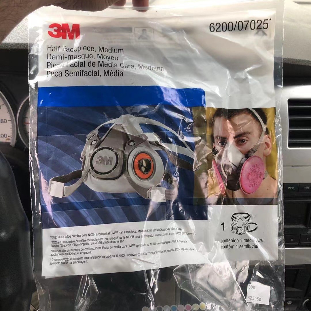 3M6200防毒面具液态硅胶防尘3M半面罩套装喷漆切割打磨焊接防毒