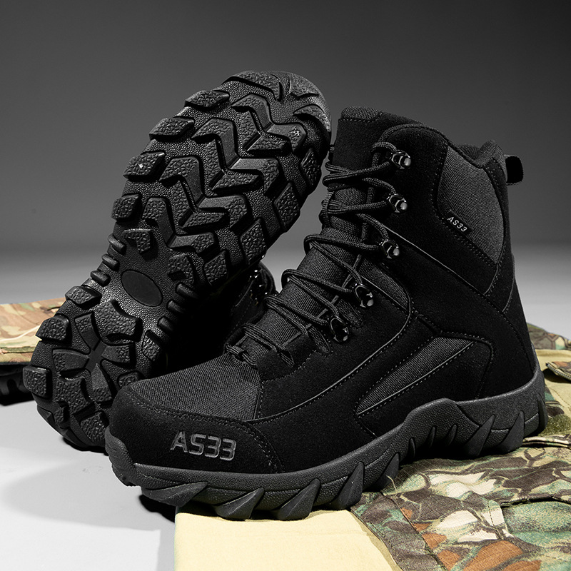 Fabricantes transfronterizos al por mayor de terciopelo cómodos zapatos tácticos transpirables al aire libre entrenamiento deportivo botas de combate zapatos de montaña masculinos antideslizantes image 3