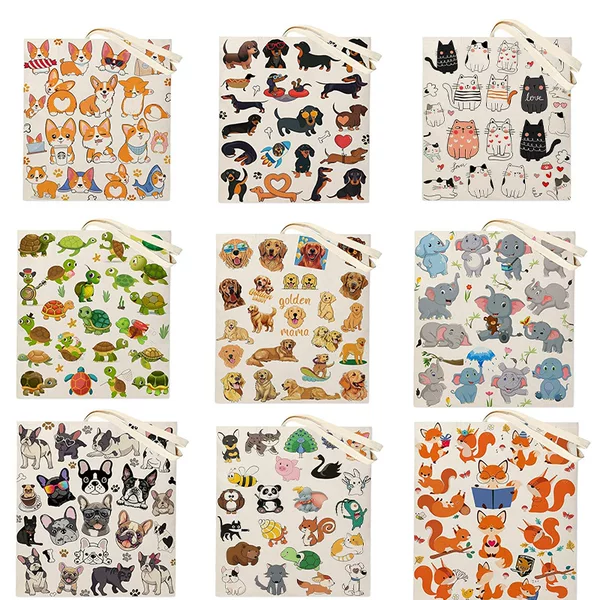 Amazon's Popular Cute Animal Cat Thorn Bag Female Student Large Capacity Commuter Portable Canvas Bag Shoulder Bag