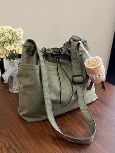 One-Shoulder Nylon Drawstring Bag, Waterproof and Spacious, Adjustable Strap, Lightweight