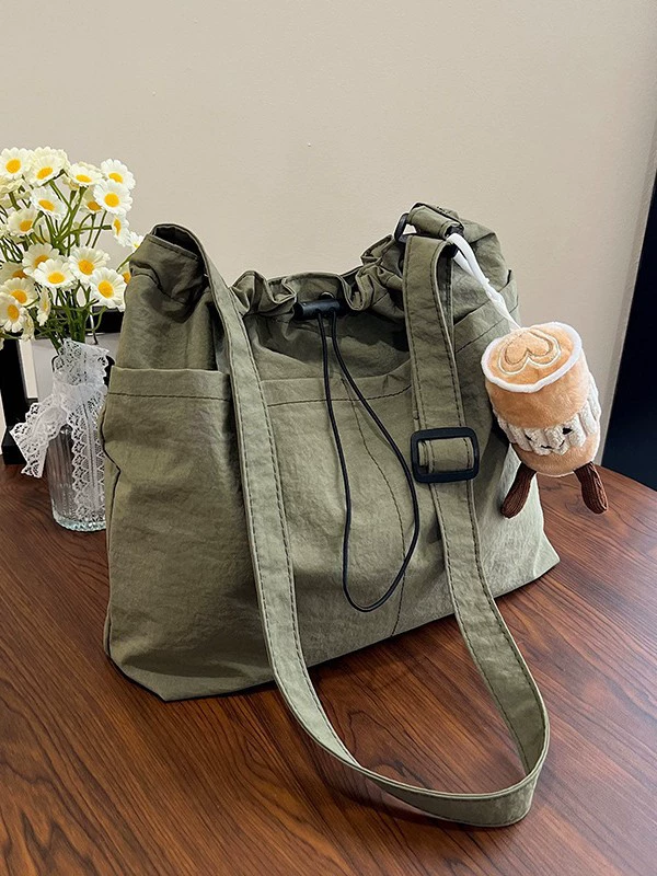 One-Shoulder Nylon Drawstring Bag, Waterproof and Spacious, Adjustable Strap, Lightweight