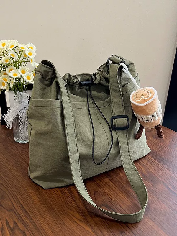 One-Shoulder Nylon Drawstring Bag, Waterproof and Spacious, Adjustable Strap, Lightweight