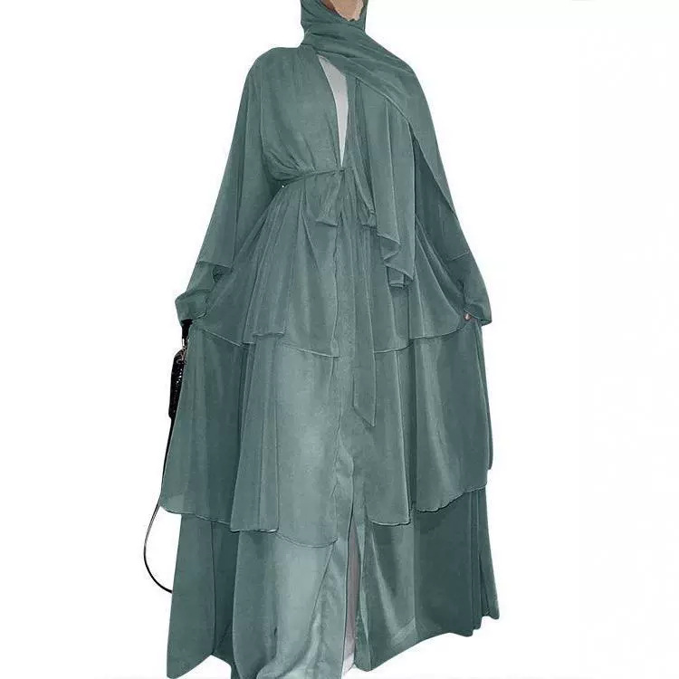 Cross-border Women's Clothing European And American Fashion Middle Eastern Style Spliced Three-layer Chiffon_ecoleips.com