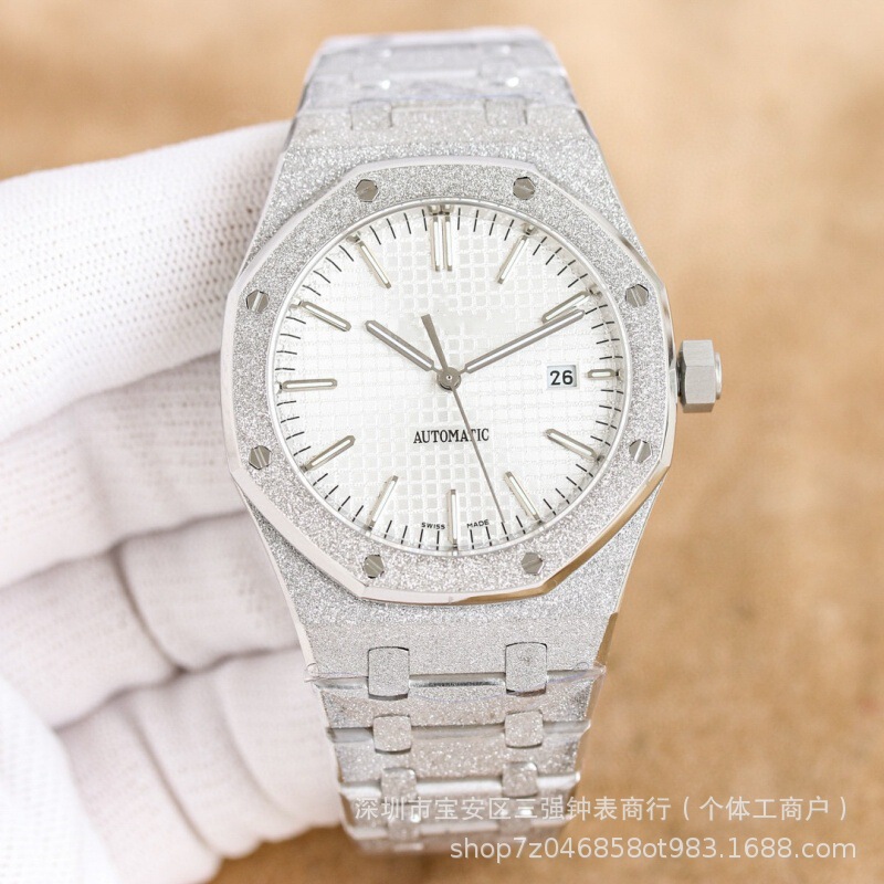 Ap Cross-Border Royal Oak 1540015500 Men's Watch Octagonal Dial Fully Automatic Mechanical Frost Gold Steel Watch