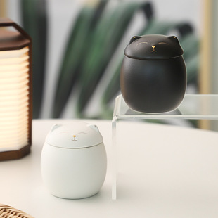 Creative Cute Pet Kitten and Puppy Ceramic Urn Tea Can Storage Jar Moisture-Proof Sealed Portable Small Tea Warehouse