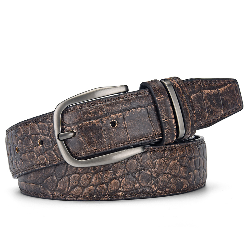 Jinbodun Men's Genuine Leather Casual Business Simple Pin Buckle Belt For Men 2026 Spring Chestnut Brown Gray_voghion.com