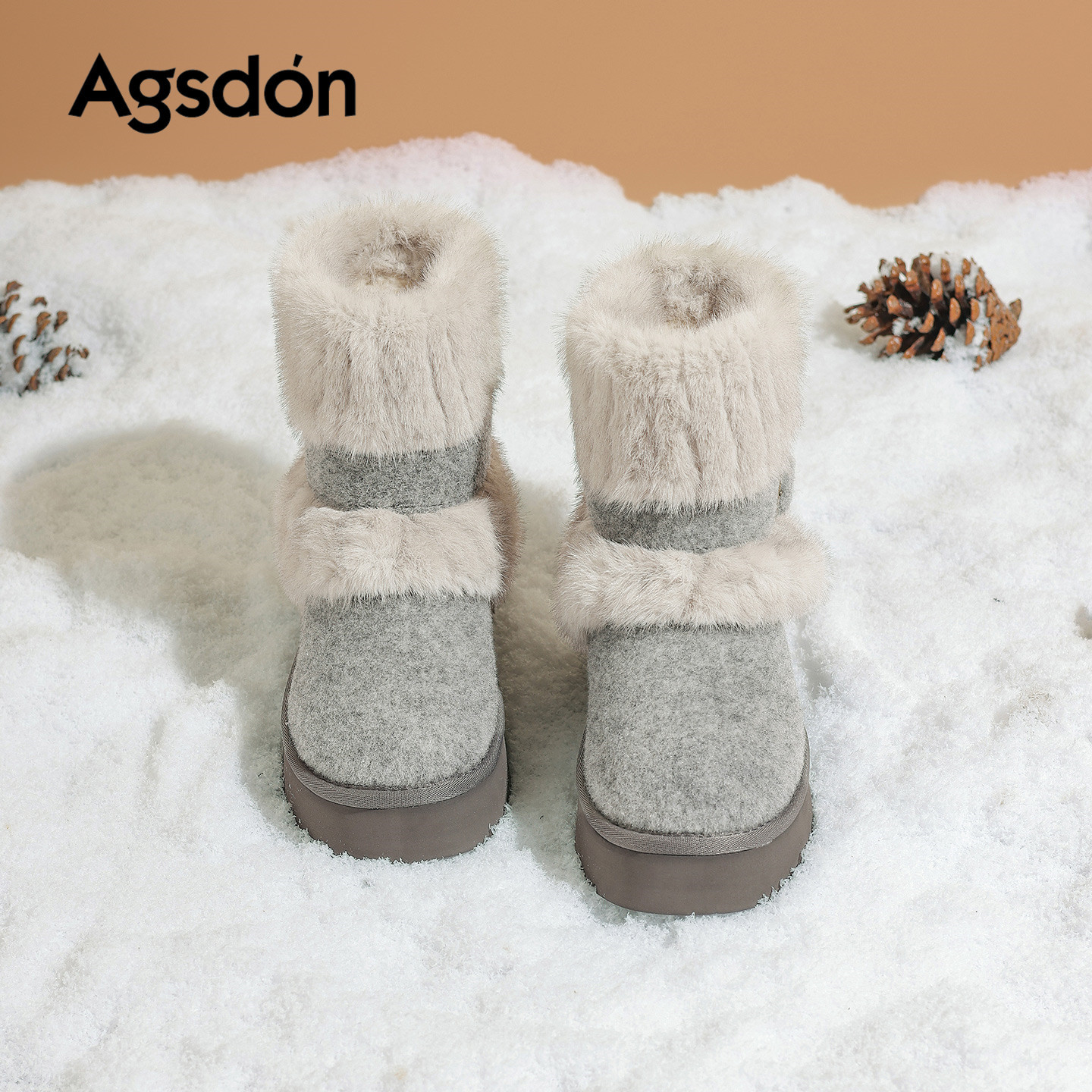 Augu Lion Dengjia veludo botas de nieve para mujeres 2025 nuevo invierno de moda con suela gruesa botas cortas casuales zapatos de algodón de peluche