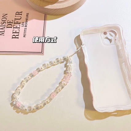浅色系水晶感珠珠手提连挂链通用手机相机配饰挂件防摔CCD防摔|undefined