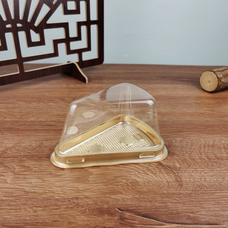 Caja de pastel de triángulo mousse pieza de corte Caja de crema multicapa de 8 pulgadas Caja de embalaje transparente de plástico desechable