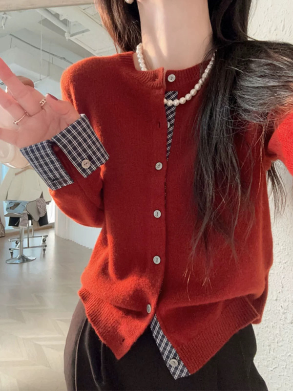 Muzilianの新しいスプライスフェイクツーピースニットセーターカーディガンセータージャケット、女性用、韓国スタイル、シンプルで多用途、シャツスリーブ|undefined